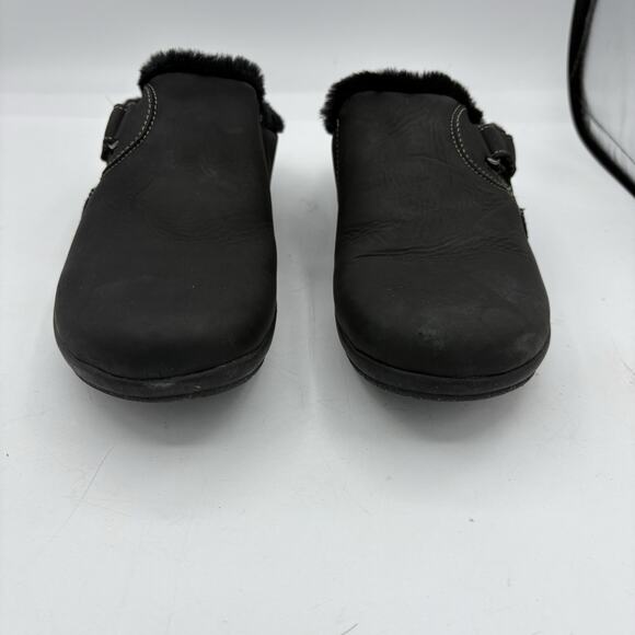 CLARKS Mule Clogs Womens Size 7 Roseville Black Lined Slipper Slip On - Picture 5 of 10